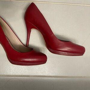 Red leather Nine West heels